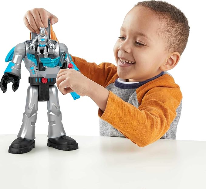 Fisher-Price Imaginext DC Super Friends Batman Toy Insider & Exo Suit 12-Inch Robot with Lights Sounds & Figure for Ages 3+ Years, Defender Grey - Figurio