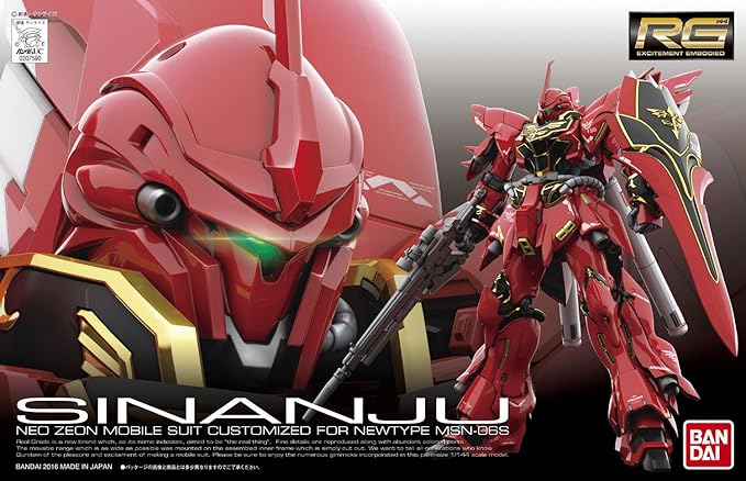 Bandai Hobby RG MSN-06S Sinanju Gundam UC Action Figure (1/144 Scale) - Figurio