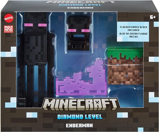 Mattel Minecraft Diamond Level Enderman Action Figure & Die-Cast Accessories, Collectible Toy Inspired by Video Game, 5.5 inch - Figurio