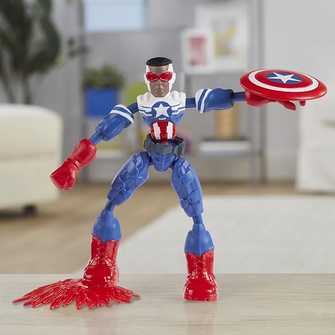 Marvel Avengers Bend and Flex Action Figure, 6-Inch Flexible Captain America Super Hero Figure Toy, Ages 4 and Up - Figurio