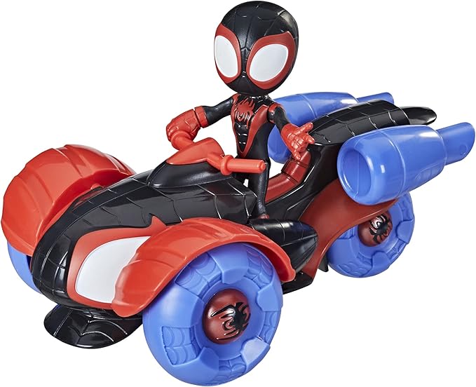 Spidey and His Amazing Friends Marvel Change 'N Go Techno-Racer and 4-Inch Miles Morales: Spider-Man Action Figure, 2 in 1 Vehicle, for Kids Ages 3 and Up - Figurio