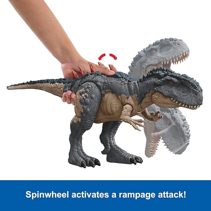 Mattel Jurassic World Gigantic Trackers Mapusaurus Action Figure Dinosaur Toy, Mega Bite Rampage Attack & Evolution Back Spikes, Digital Play - Figurio