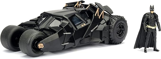 Jada Toys DC Comics 2008 The Dark Knight Batmobile With Batman figure; 1:24 Scale Metals Die-Cast Collectible Vehicle - Figurio