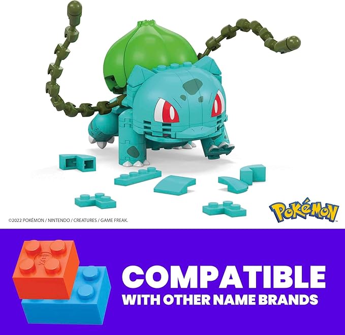 Mega Pokémon Building Toys Set Build & Show Bulbasaur with 175 Pieces, Articulated and Poseable, 4 Inches Tall, for Kids - Figurio