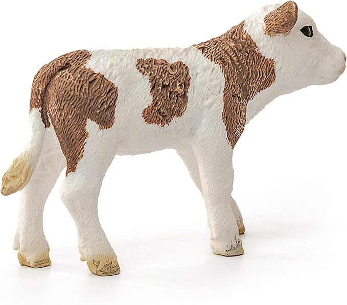 Schleich Farm World, Farm Animal Toys for Boys and Girls 3 and Above, Simmental Calf Toy Cow, Ages 3+, Multicolor, 2 inch - Figurio