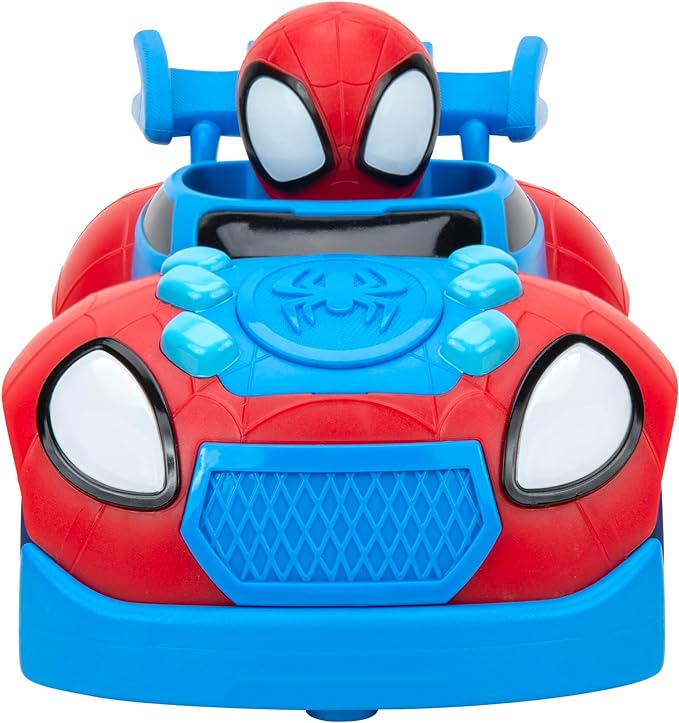 Marvel Spidey and His Amazing Friends Web Crawler RC - Remote-Controlled Vehicle - Features Built-in Super Hero with 4 Controller Functions, Blue & Red - Figurio