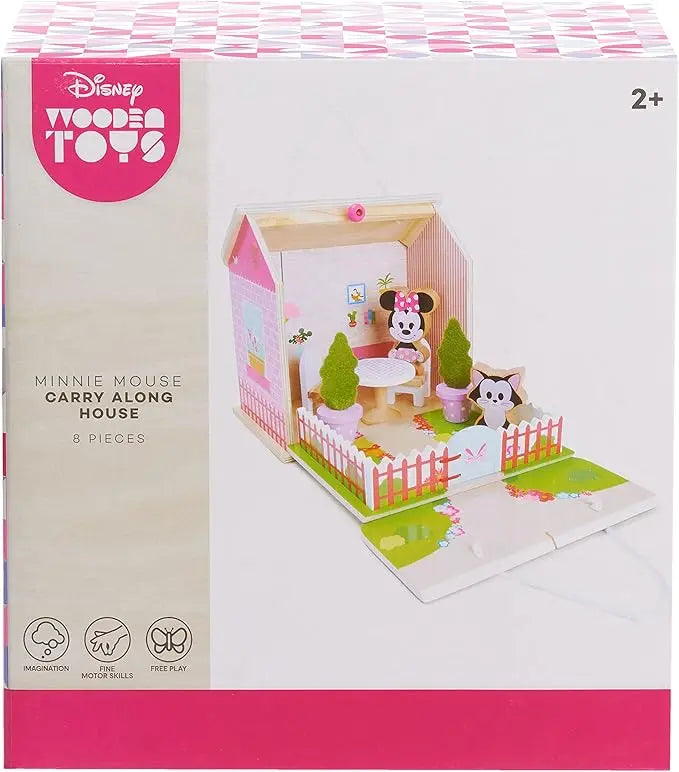 Just Play Disney Wooden Toys Minnie Mouse Carry Along House 8-Piece Figures and Playset, Officially Licensed Kids Toys for Ages 3 Up, Amazon Exclusive - Figurio