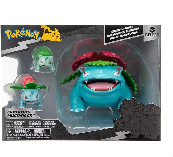 Pokémon Select Evolution 3 Pack - Features 2-Inch Bulbasaur, 3-Inch Ivysaur and 12-Inch Venusaur Battle Figures - Figurio