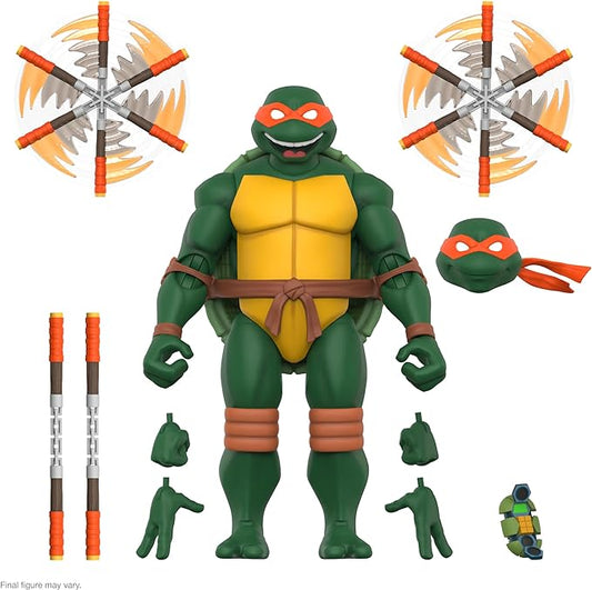 Super7 ULTIMATES! Teenage Mutant Ninja Turtles Michelangelo - 7" TMNT Action Figure with Accessories Classic Cartoon Collectibles and Retro Toys - Figurio