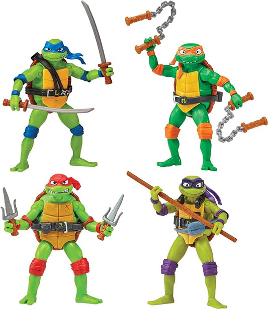 Teenage Mutant Ninja Turtles: Mutant Mayhem Basic Figure Turtle 4-Pack Bundle by Playmates Toys - Figurio