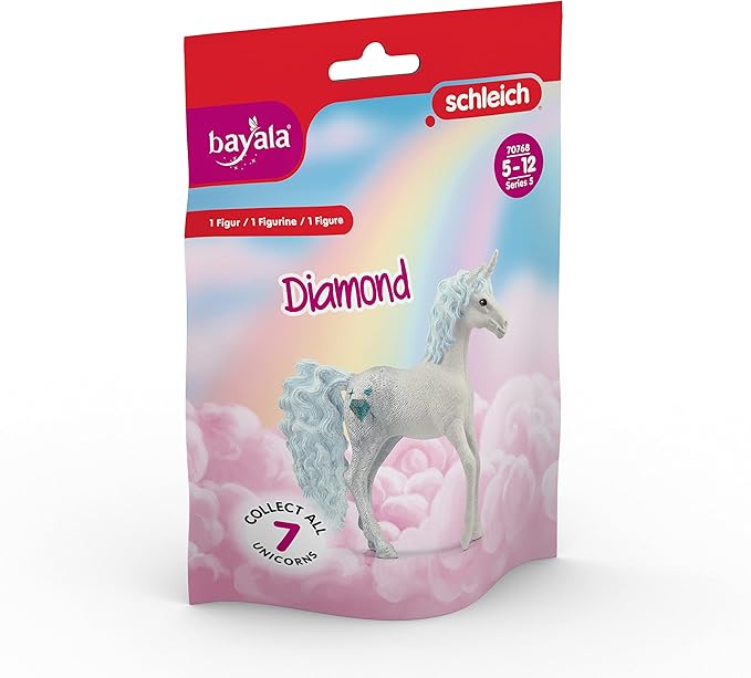 SCHLEICH bayala, Unicorn Toys for Girls and Boys, Collectible Unicorn Gemstone Series 2023, Diamond - Figurio