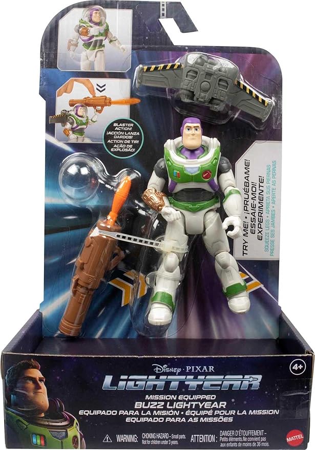 Mattel Disney Pixar Lightyear Action Figure & Accessories, Mission Equipped Buzz Lightyear Figure & Projectiles, Blasting Action - Figurio