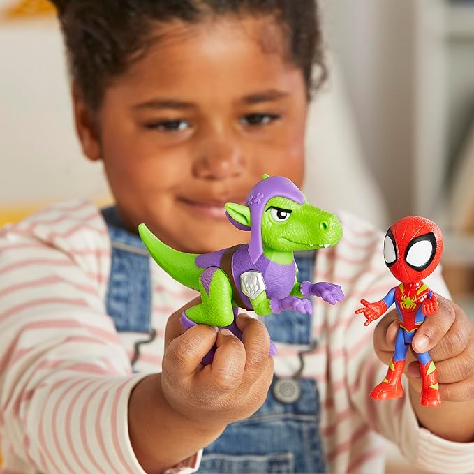 Spidey and his Amazing Friends Marvel Dino-Webs, Spidey and Goblin Raptor Action Figures Set, Super Hero Toys for Boys and Girls Ages 3 and Up - Figurio