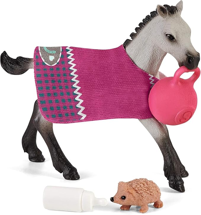 Schleich Horse Club Playful Foal Horse Playset - Authentic Toy Figure with Removable Blanket, Bottle, and Ball Accessories, Fun and Imaginative Play for Boys and Girls, Gift for Kids Ages 5+ - Figurio