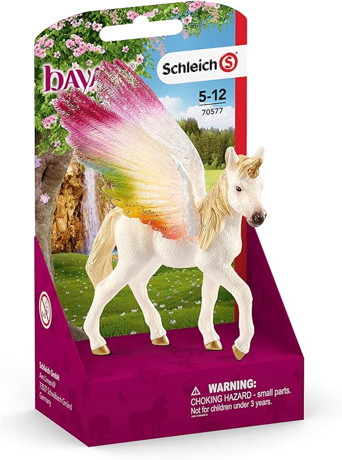 Schleich bayala, Unicorn Toys, Unicorn Gifts for Girls and Boys 5-12 Years Old, Winged Rainbow Unicorn Foal Multicolor, Large - Figurio