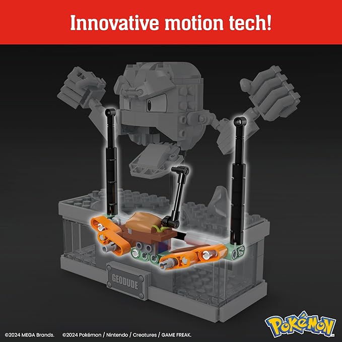 Mega Pokémon Building Toys Set, Mini Motion Geodude with 343 Pieces, 5 Inches Tall, Moving Arms and Mouth, Adult Collectible - Figurio