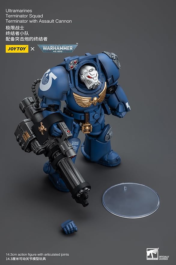 JOYTOY Warhammer 40,000 1/18 Action Figure Ultramarines Terminator Squad Terminator with Assault Cannon Collection Model Birthday Gifts - Figurio