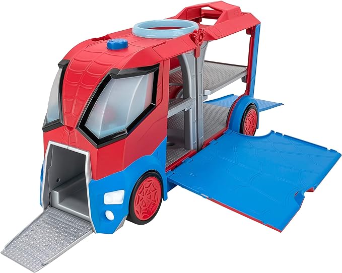 Marvel Spidey and his Amazing Friends Web Transporter Feature Vehicle, Lights & Sounds - Includes 3 Amazing Mini Vehicles, Unisex - Figurio