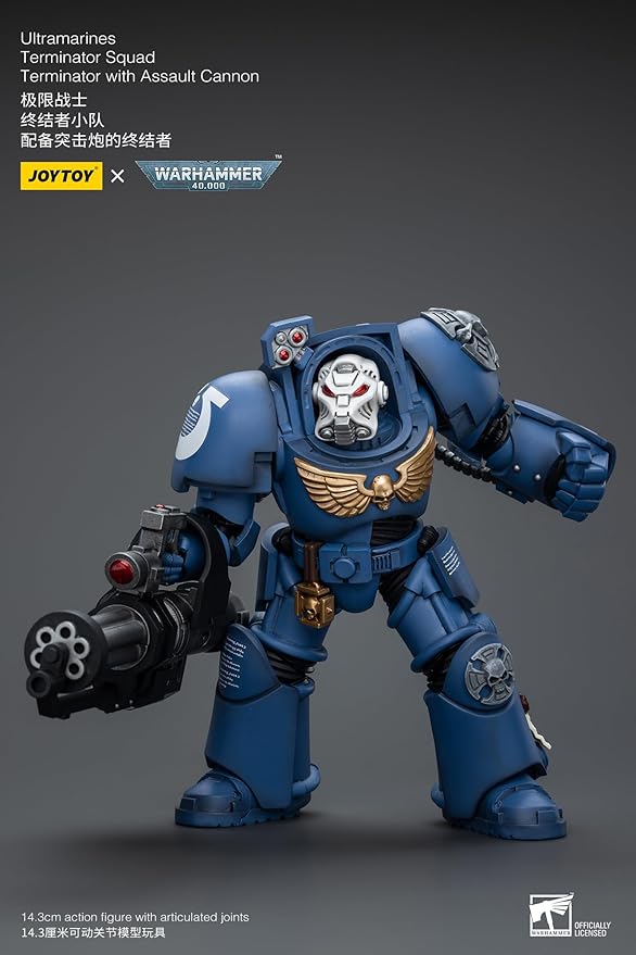 JOYTOY Warhammer 40,000 1/18 Action Figure Ultramarines Terminator Squad Terminator with Assault Cannon Collection Model Birthday Gifts - Figurio