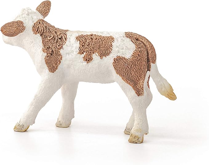 Schleich Farm World, Farm Animal Toys for Boys and Girls 3 and Above, Simmental Calf Toy Cow, Ages 3+, Multicolor, 2 inch - Figurio