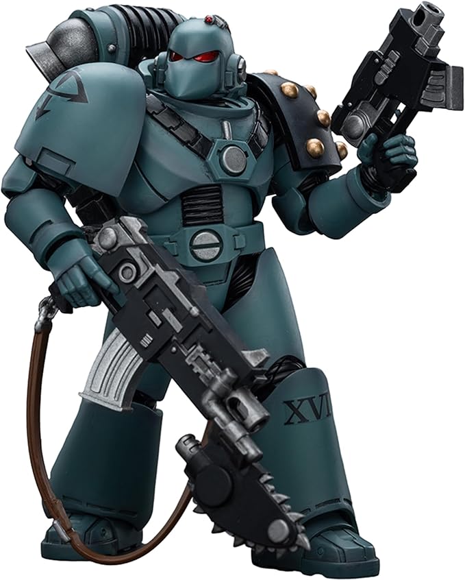 JOYTOY 1/18 Action Warhammer 40,000 Figure Sons of Horus MKVI Tactical Squad Legionary with Bolter & Chainblade 5''Tall Movable Model Collectible Figurine - Figurio