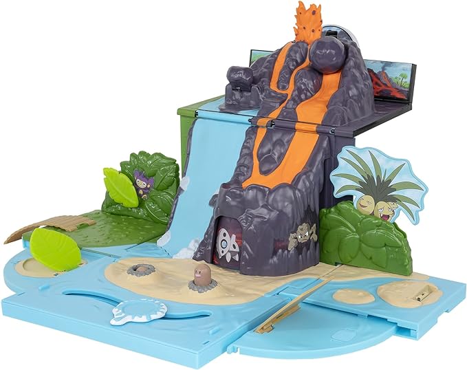 Pokémon Carry ‘N’ Go Volcano Playset with 4 Included 2-inch, Pikachu, Charmander, Bulbasaur, and Squirtle - Bring Everywhere - Playsets for Kids and Pokémon Fans - Amazon Exclusive - Figurio