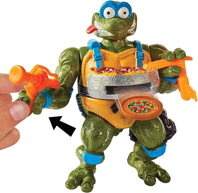 Teenage Mutant Ninja Turtles PlayMates TMNT Pizza Tossin Leo, 5/'' Figure, Launch Pie Discs! - Figurio