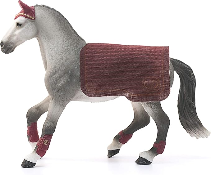 Schleich Horse Club Trakehner Mare Riding Tournament Horse Toy Figurine - Authentic Mare Horse Toy with Removable Blanket for Boys and Girls Imagination and Play, Gift for Kids Ages 5+ - Figurio