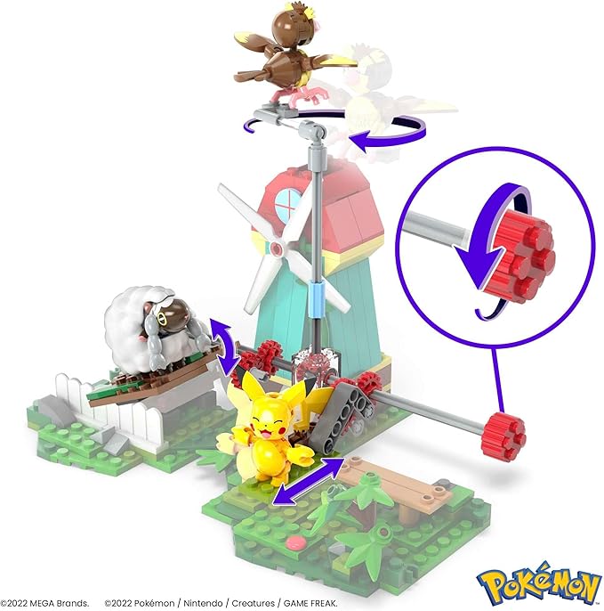 MEGA Pokémon Building Toys Set, Countryside Windmill with 240 Pieces, Motion and 3 Poseable Action Figures, for Kids - Figurio