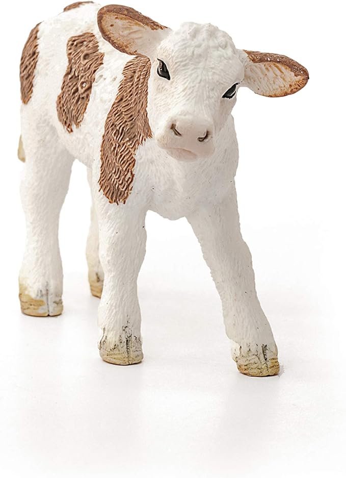 Schleich Farm World, Farm Animal Toys for Boys and Girls 3 and Above, Simmental Calf Toy Cow, Ages 3+, Multicolor, 2 inch - Figurio