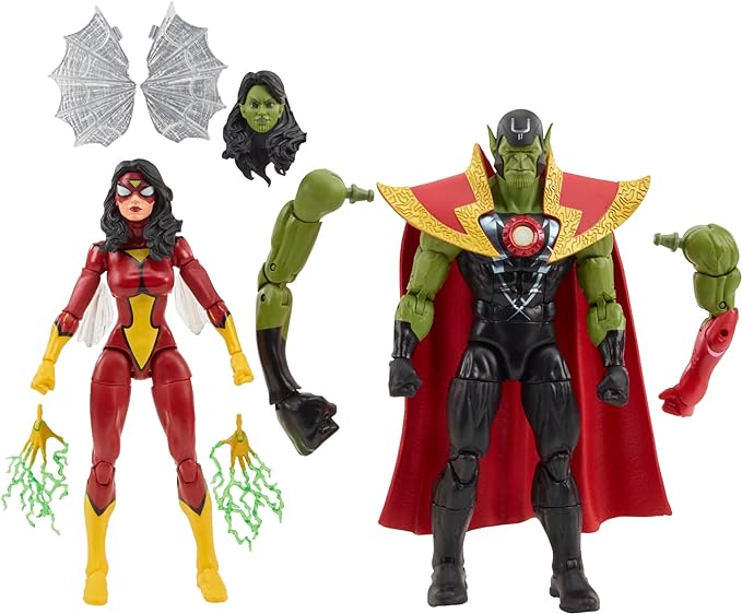 Marvel Legends Series Skrull Queen and Super-Skrull, Avengers 60th Anniversary Collectible 6 Inch Action Figures, 9 Accessories - Figurio