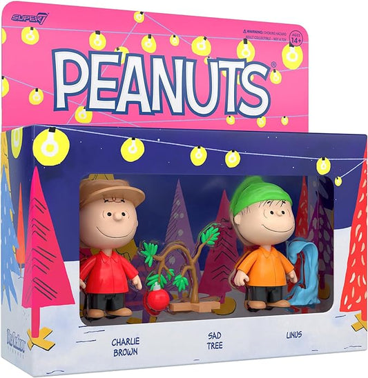 Super7 Peanuts Charlie Brown Holiday Box Set - (2-Pack) 3.75" Peanuts Action Figures with Accessories Classic TV Show Collectibles and Retro Toys - Figurio