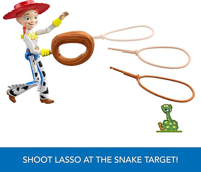 Mattel Disney Pixar Toy Story 12-inch Lasso Jessie Posable Action Figure, Lasso Accessory with Roping Action Doubles as Role Play Accessory - Figurio