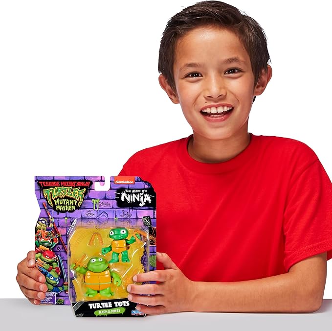 Teenage Mutant Ninja Turtles 83291 Turtle Tots Action Figure 2-Pack Featuring Michelangelo and Raphael. Ideal Present for Boys 4 to 7 Years and TMNT Fans - Figurio