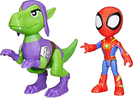 Spidey and his Amazing Friends Marvel Dino-Webs, Spidey and Goblin Raptor Action Figures Set, Super Hero Toys for Boys and Girls Ages 3 and Up - Figurio