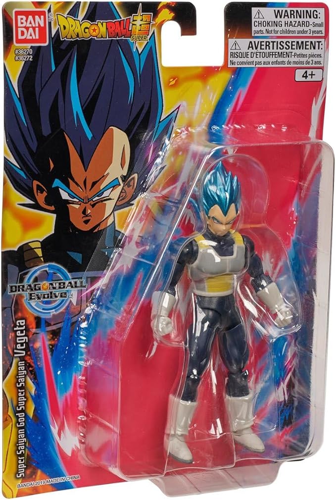 Bandai Namco - Dragon Ball Super - Super Saiyan Blue Vegeta, Dragon Ball Evolve 5" Action Figure - Figurio