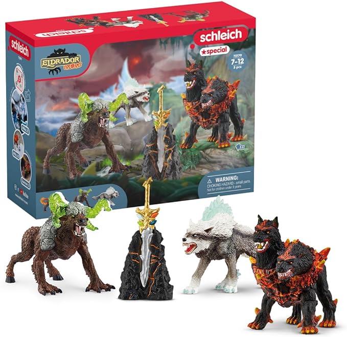 Schleich Eldrador 4-Piece Monster Toy for Boys and Girls Ages 7+, Eldrador Creatures Starter Set with 3 Action Figures (3 Piece Assortment) Multi - Figurio