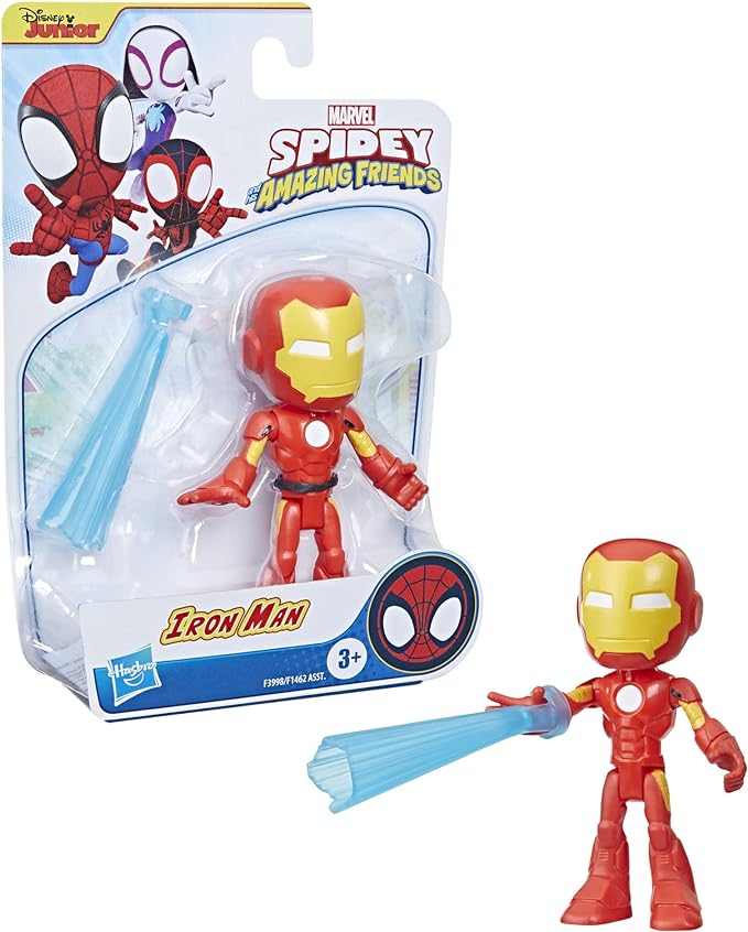 Marvel Spidey and His Amazing Friends Iron Man Action Figure Toy, Preschool Super Hero 4-Inch Scale Figure with Accessory, Kids Ages 3 and Up - Figurio