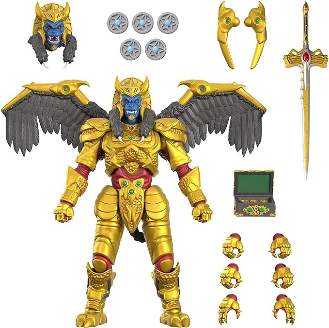 Super7 ULTIMATES! Mighty Morphin Power Rangers Goldar - 8" Power Rangers Action Figure with Accessories Classic TV Show Collectibles and Retro Toys - Figurio