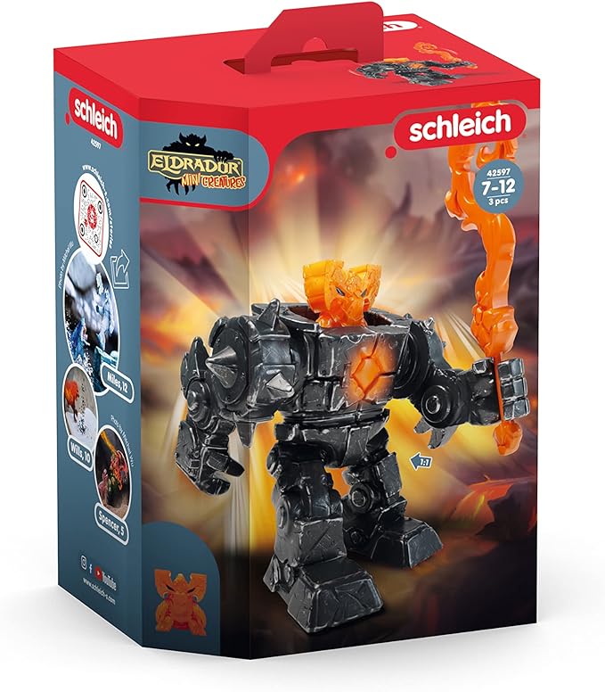 Schleich Eldrador 3-Piece Monster Robot Toy for Boys and Girls Ages 7+, Eldrador Mini Creatures Shadow Lava World Robot,Multi,42597, Small - Figurio