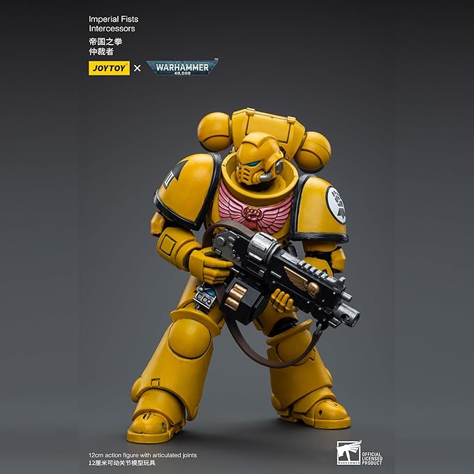 JOYTOY 1/18 Action Figure Warhammer 40,000 Imperial Fists Intercessors Ver.3 4.8inch Movable Model Collectible Figurine - Figurio