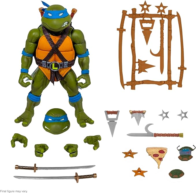 Super7 ULTIMATES! Teenage Mutant Ninja Turtles Leonardo - 7" TMNT Action Figure with Accessories Classic Cartoon Collectibles and Retro Toys - Figurio