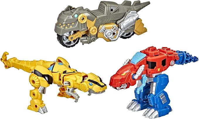 Transformers Playskool Primal Team-Up 3-Pack with Optimus Prime,Bumblebee, and Grimlock Converting Dinosaur Figures, 4.5-Inch Toys, Ages 3 and Up (Amazon Exclusive) - Figurio