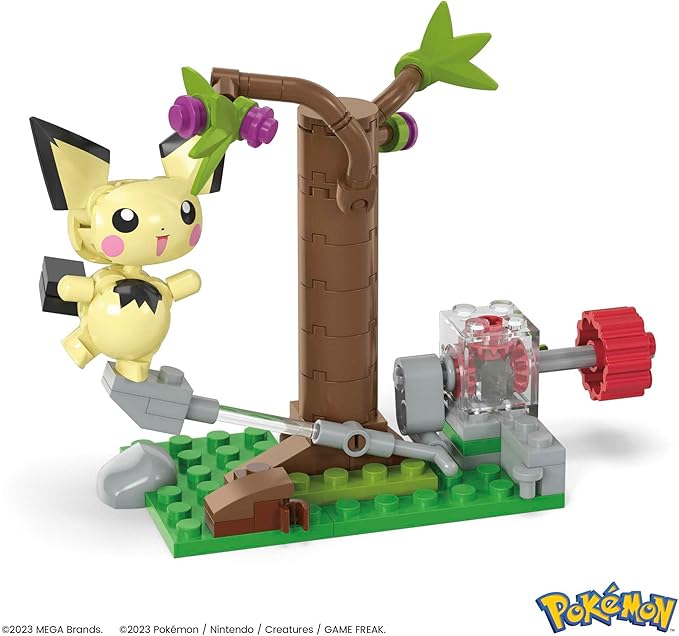 MEGA Pokémon Action Figure Building Toys Set, Pichu's Forest Forage with 84 Pieces, Motion and 1 Poseable and Buildable Character - Figurio