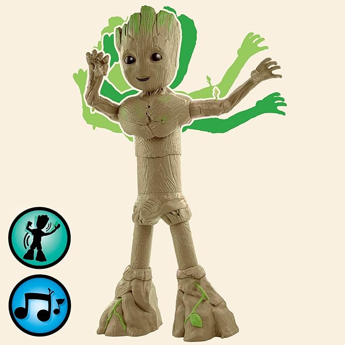 Marvel Studios I Am Groot Groove 'N Grow Groot, 13.5-Inch Interactive Action Figure, Responds to Music and Sounds, Super Hero Toys for Kids 4 and Up - Figurio