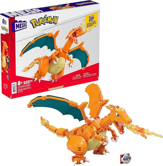 Mega Pokémon Building Toys Set Charizard with 222 Pieces, Articulated and Poseable, 4 Inches Tall, for Kids - Figurio