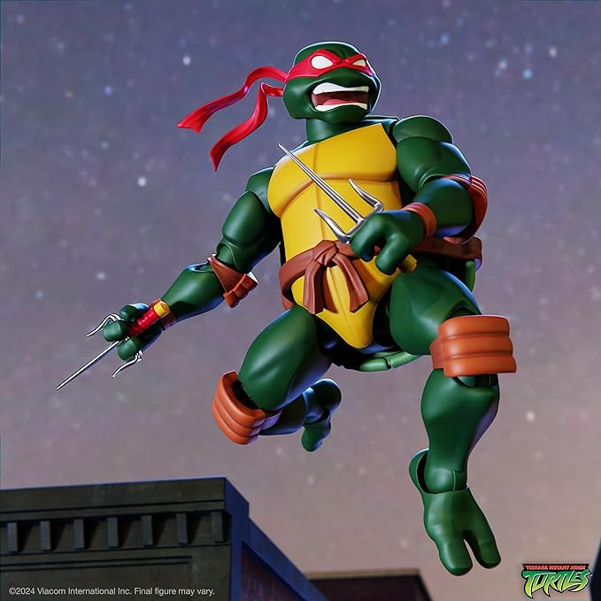 Super7 ULTIMATES! Teenage Mutant Ninja Turtles Raphael - 7" TMNT Action Figure with Accessories Classic Cartoon Collectibles and Retro Toys - Figurio