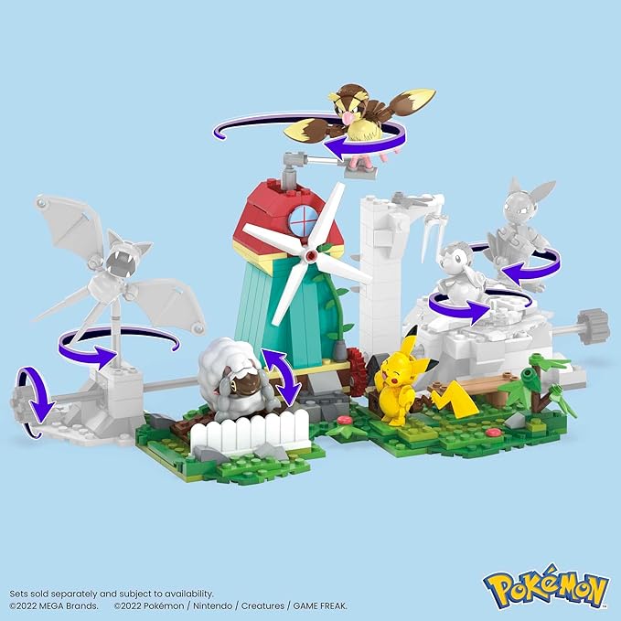 MEGA Pokémon Building Toys Set, Countryside Windmill with 240 Pieces, Motion and 3 Poseable Action Figures, for Kids - Figurio