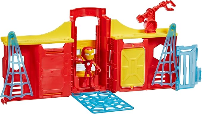 Spidey and his Amazing Friends Stark Tower Playset, Includes 4-Inch Iron Man Action Figure, Marvel Super Hero Toys for Kids 3 and Up - Figurio