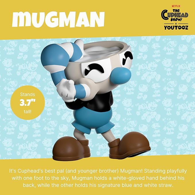 Youtooz Mugman Vinyl Figure 3.7" Inch, Mugman Action Figure, Cuphead and Mugman Vinyl Toys - Youtooz Cuphead Collection Based on Cuphead Games - Figurio